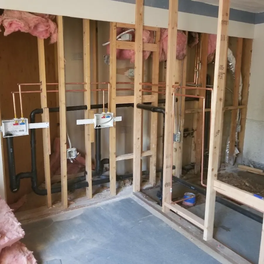Copper pipe rough-in and plumbing installation in Kenmore